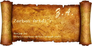 Zerbes Artúr névjegykártya